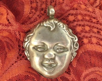 4252 nice antique vintage silver ratte baby boy two side   1930