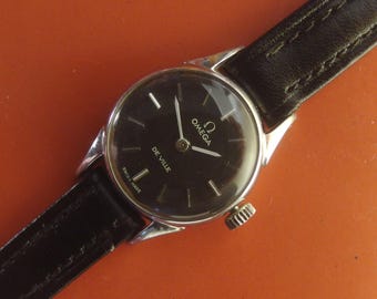 4436 Original vintage Omega De Ville for ladies in steel, dark Grey dial, caliber Omega 244, circa 1952