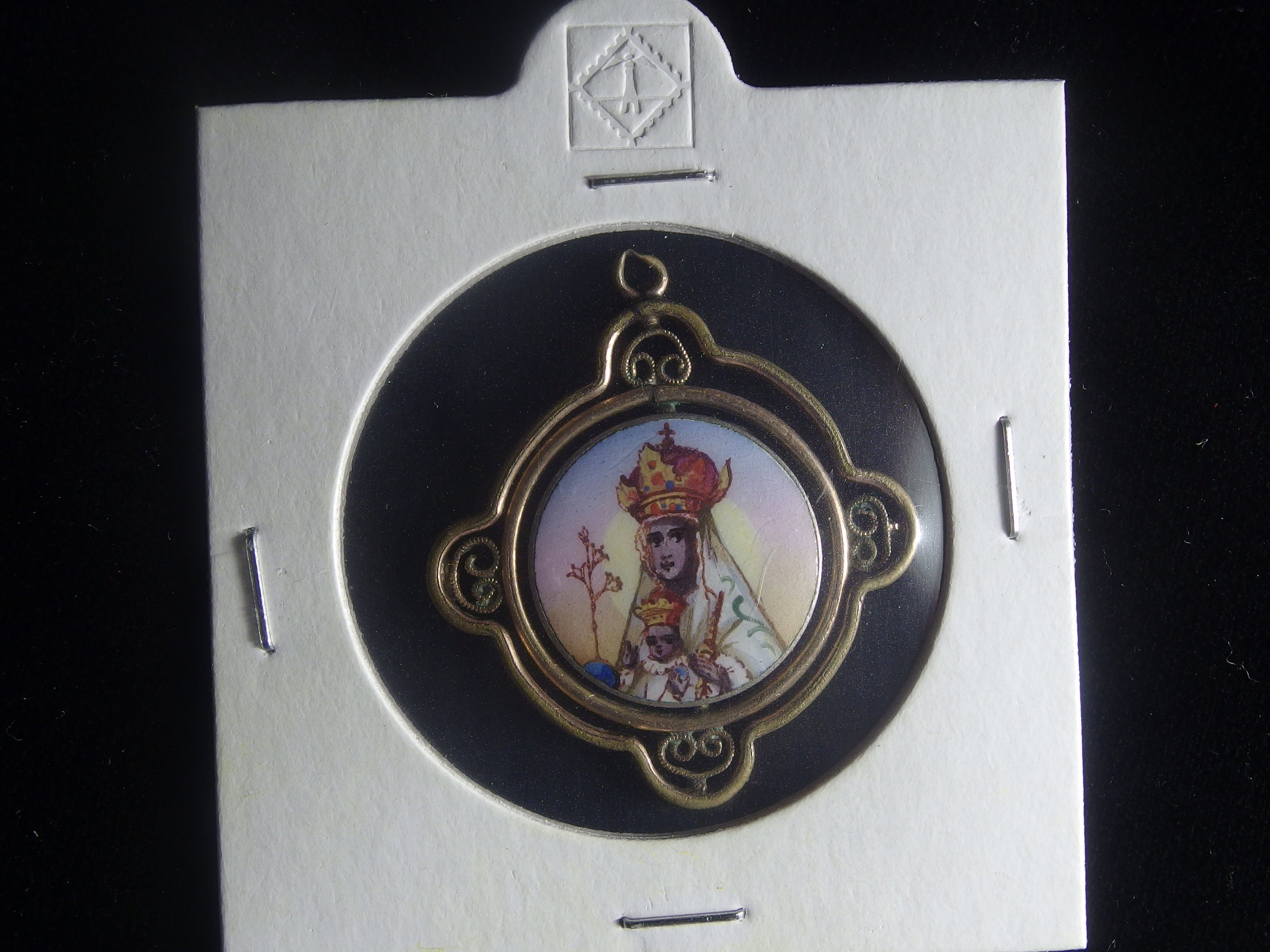 Modernist Virgin and Child Medal: Spanish Religious Pendant, 1900