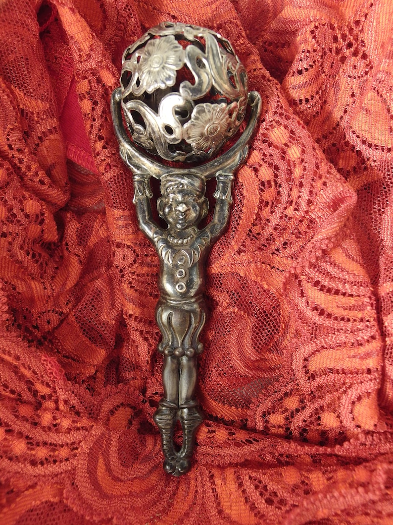 Vintage Beautiful Fine Silver Hallmarked 925, MB, Harlequin Baby Rattle ...