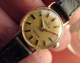 4371 Vintage  18K solid   gold  OMEGA  wrist watch for ladies, cal 244 C.1957