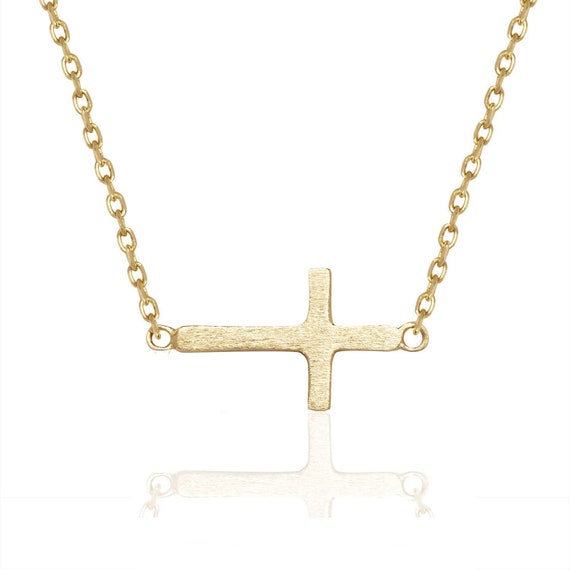 14K Gold Cross Necklace Chain - Etsy