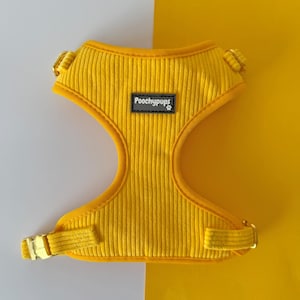 Yellow Corduroy Adjustable Dog Harness | Comfortable stylish dog harness | Puppy dog harness | Small dog harness | Large dog harness |