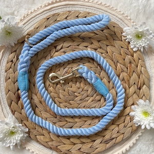Baby Blue Rope Lead - Dog Walking Leash Cotton Durable & Strong