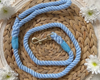 Baby Blue Rope Lead - Dog Walking Leash Cotton Durable & Strong