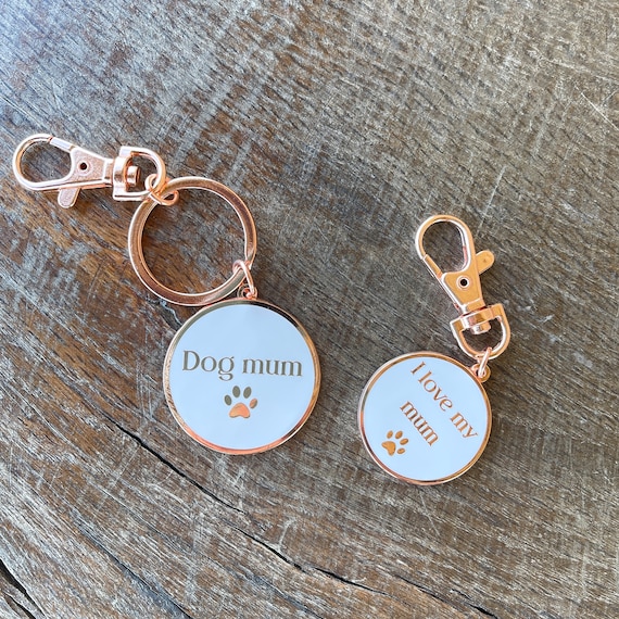 Passende Hundemutter Schlsselanhnger & Halsband Charm Set: Rosegold  Emaille - Etsy sterreich