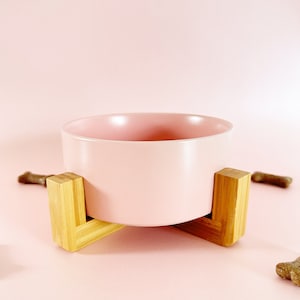 Ceramic Pet Bowl With Bamboo Stand