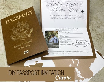 Pass Einladung Hochzeit DIY Sofort Canva Download