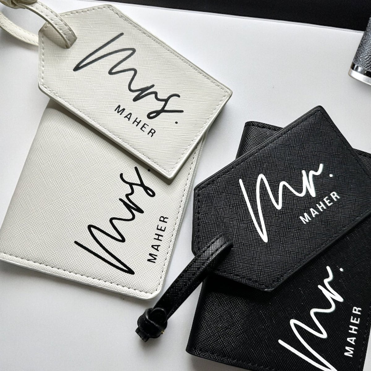 Mr and Mrs Luggage Tag Passport Holder Personalized His & Hers Couple Set - Etsy