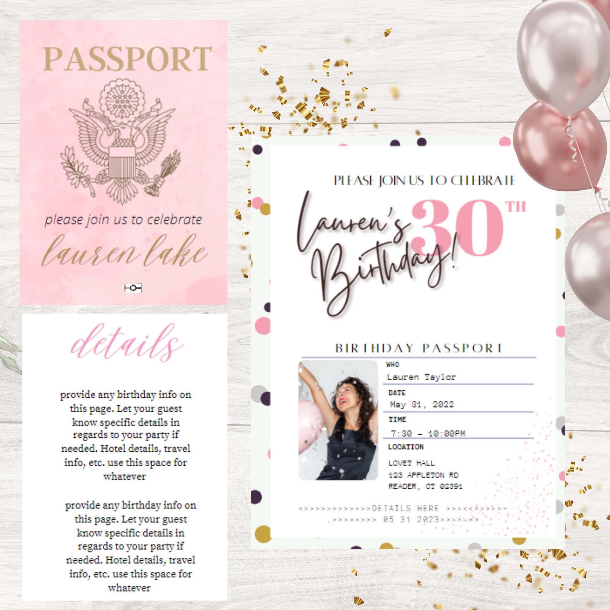 Birthday Passport Invitation Instant Download Canva - Etsy