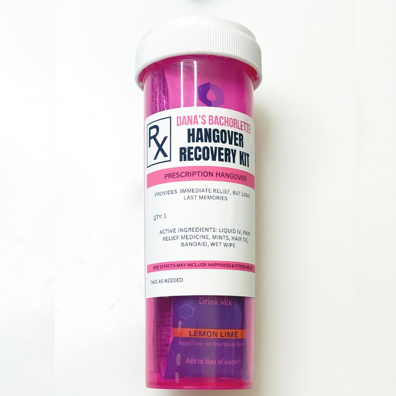 Hangover Recovery Kit Pill Bottle Bachelorette Party Girls Etsy
