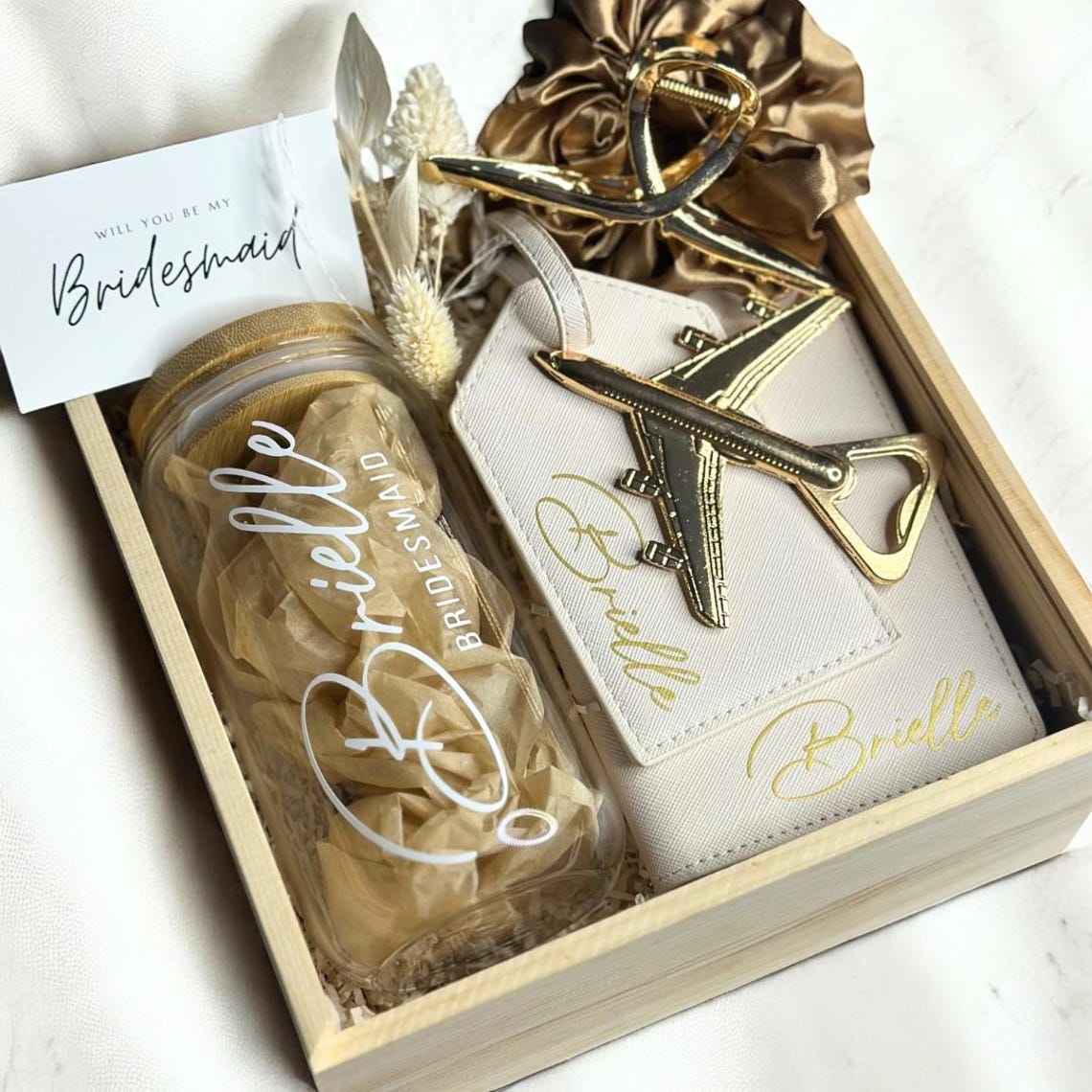 Destination Bridesmaid Proposal Box | Personalized Wooden Gift Set - Etsy