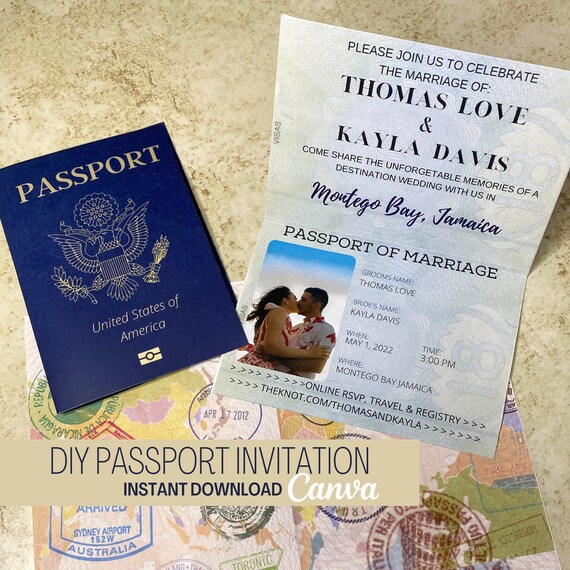 Passport Invitation Template INSTANT CANVA DOWNLOAD Etsy