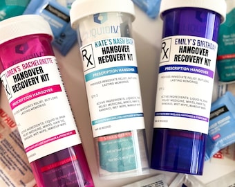 Hangover Recovery Kit Pill Bottle | Bachelorette Party| Girls Trips | Emergency Kit