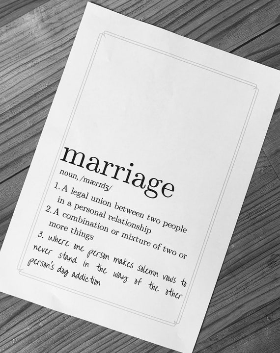 Marriage Definition Printable Funny Marriage Gift Digital - Etsy Marriage Definition Printable Funny Marriage Gift Digital - Etsy
