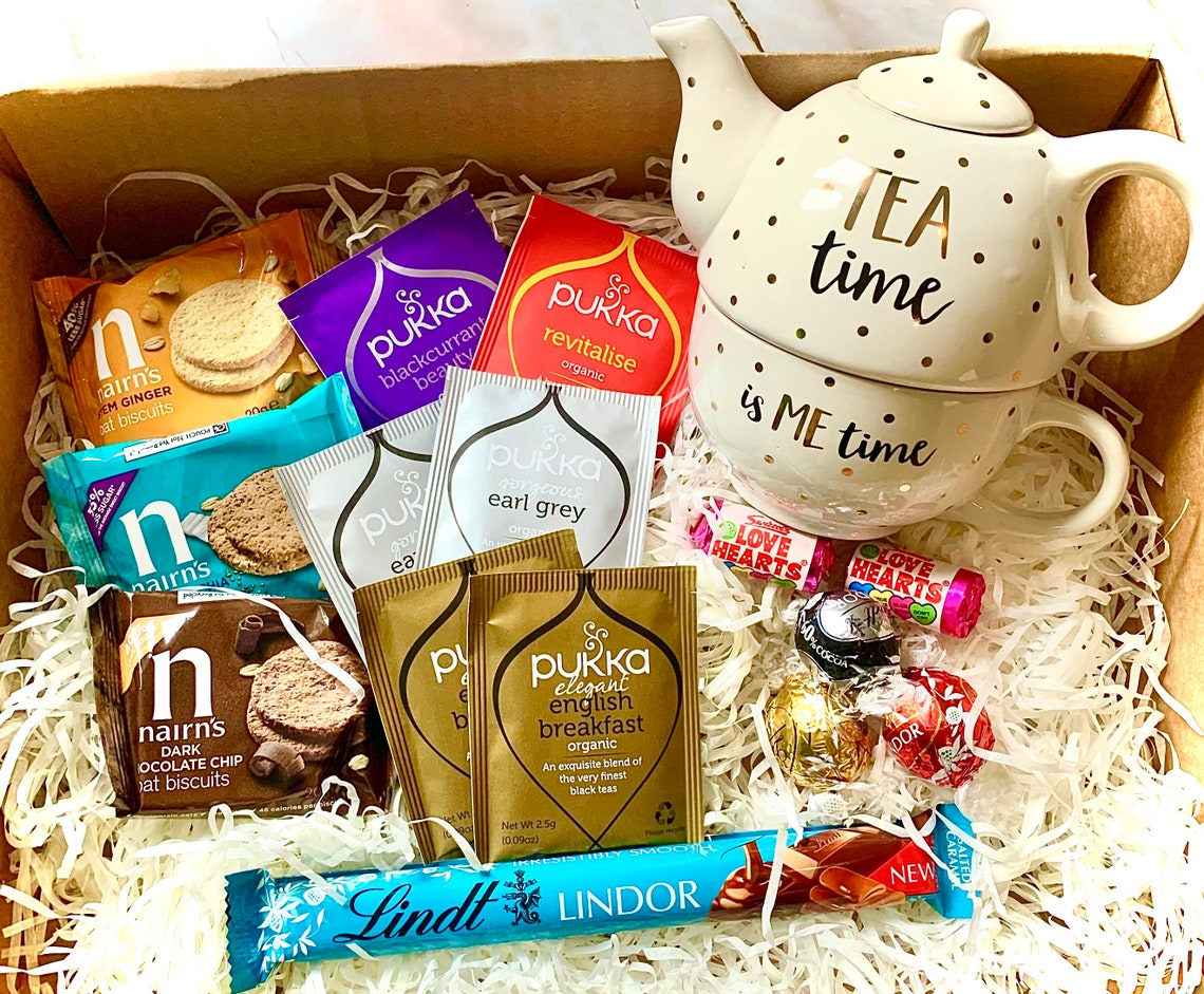 Tea lovers hamper teapot gift tea and biscuits treat box Etsy