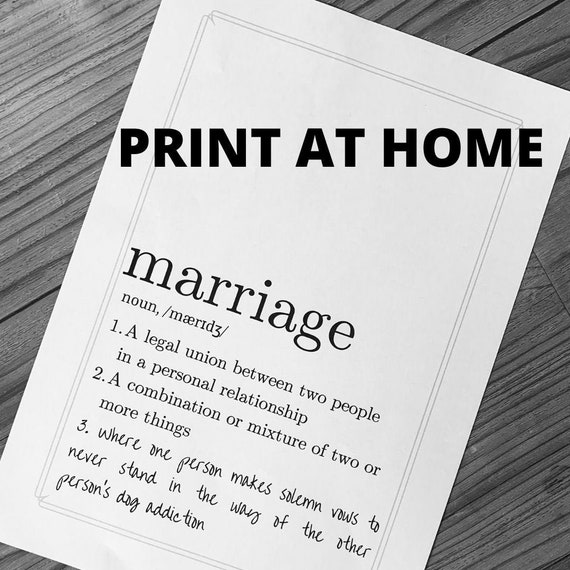 Marriage Definition Printable Funny Marriage Gift Digital - Etsy Marriage Definition Printable Funny Marriage Gift Digital - Etsy