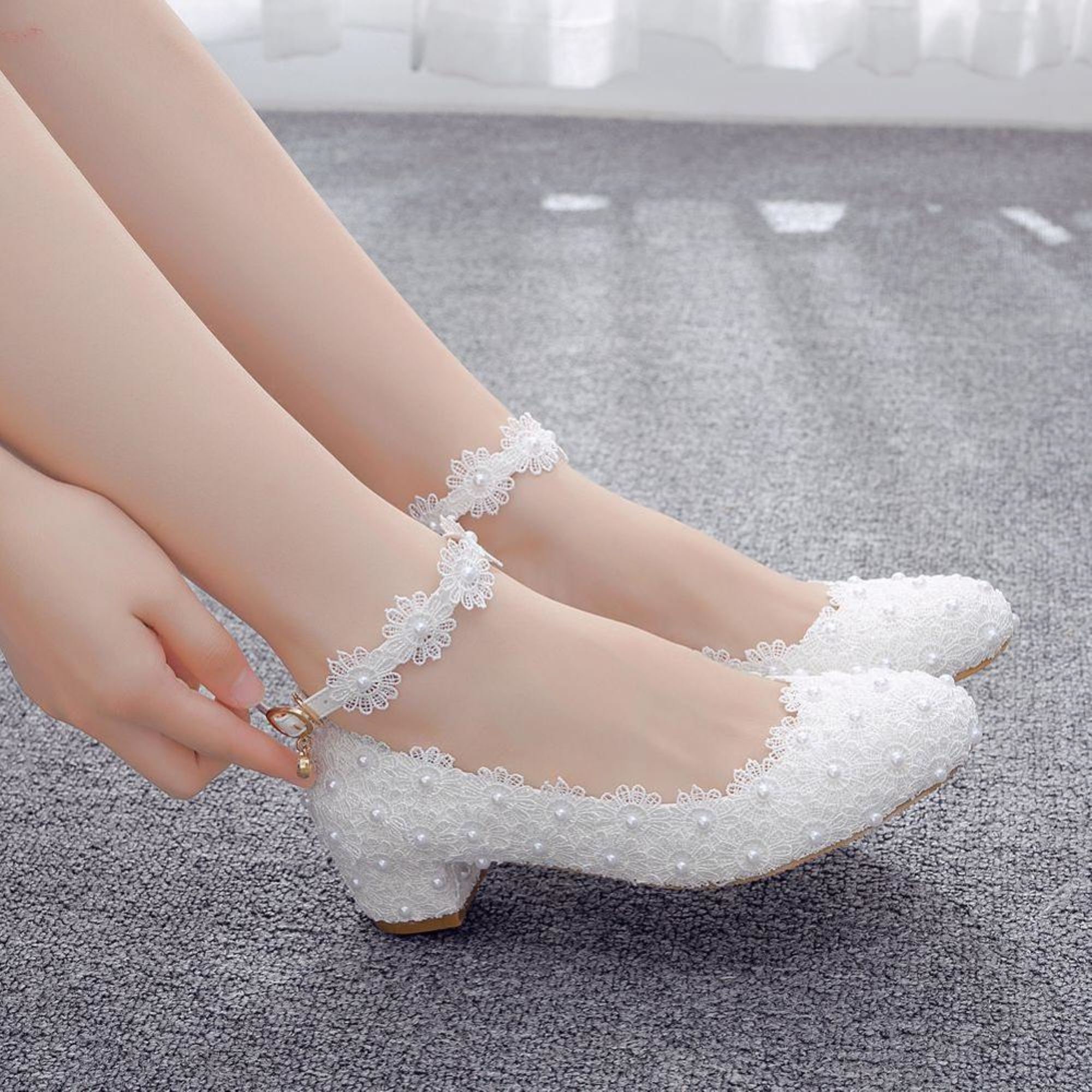 White Kitten Heels