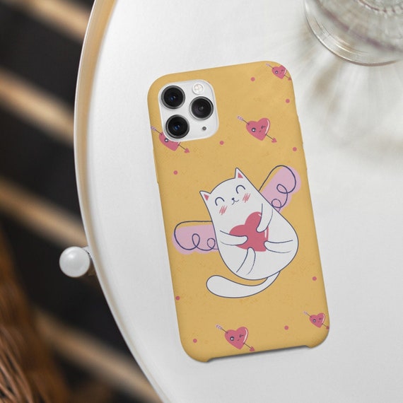 Cupid cat fairy Valentine Day Yellow Iphone Case
