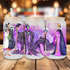 Villains frosted glass cup, 16oz glass frosted cup, beer can glass, Libbey glass