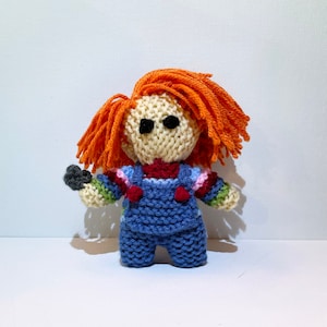 Hand-knit crochet Chucky Child&#39;s Play Good Guy Slasher Horror Movie Stuffed Animal Plushie