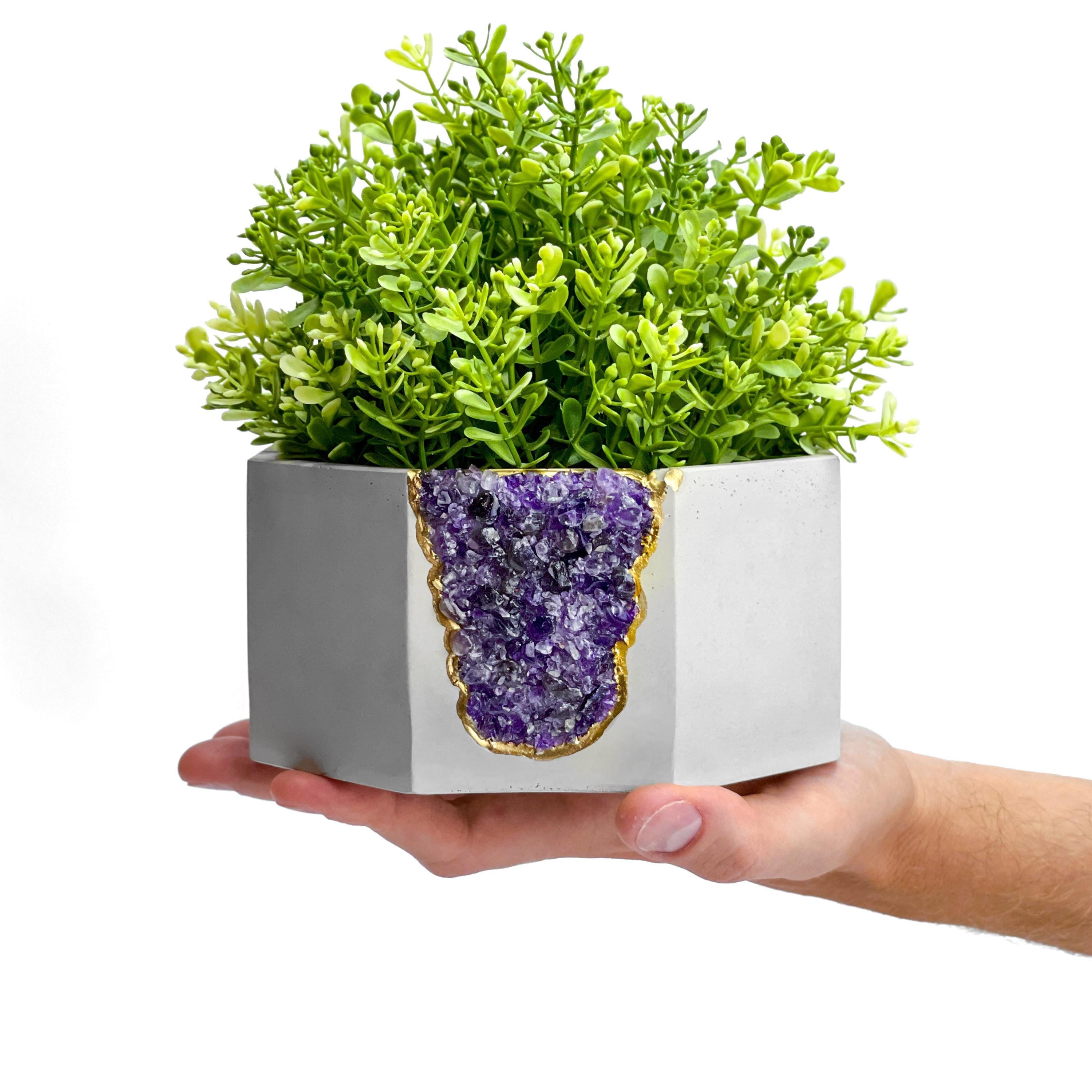 Amethyst geode planter