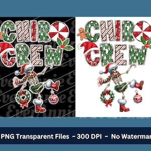 Chiro Crew PNG, Funny Christmas Skeleton Print for Chiropractor's Office