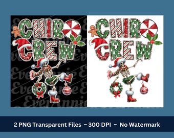 Chiro Crew PNG, Funny Christmas Skeleton Print for Chiropractor's Office