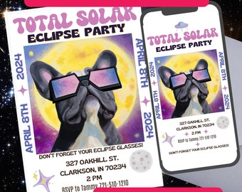 Editable Solar Eclipse Party Invitation, Printable Editable Template in Canva, Eclipse Viewing Party Evite, Watch Party Easy to Edit Evite