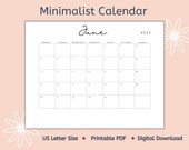2023 Calendar, Printable, Minimalist Simple Calendar, 11 x 8.5 inches, Horizontal Pages, Black and White Month by Month Calendar