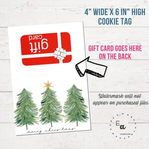 Neighbor Cookie Card, Christmas Tree Cookie Bag Topper, Treat Bag Topper, Winter Christmas, Printable Mini Cookie Card, Mini Cookie Tag