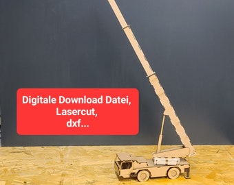 Mobile crane for racetrack design, approx. 1:32 scale (digital file, laser cut)