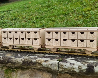 Railway Advent calendar wagon, 2 wagons, 24 compartments (digital file, laser cut)