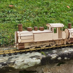 Stoomlocomotief Treinspoor Houten spoorlijn (digitaal bestand, lasercut)