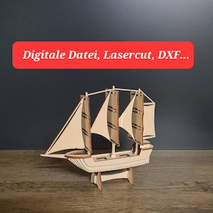 Sailing ship, three-master, pirate ship (digital file, laser cut)
