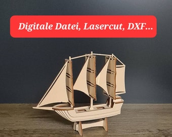 Sailing Ship, Three Masters, Pirate Ship (Digital File, Lasercut)