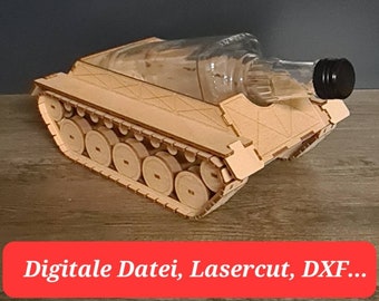Panzer tank bottle box bottle box gift packaging (digital file, laser cut)