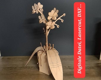 Wooden orchid, flower, (digital file, laser cut)