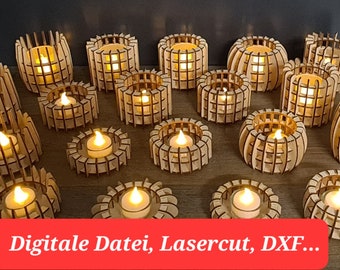 Kerzenständer, Kugel, Rund, Grade, Halbrund, Schale (Digitale Datei, Lasercut)