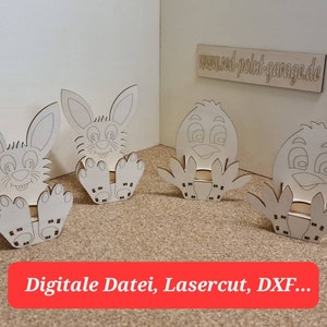 Easter Easter eggs bunny chick egg holder laser cut (digital download file, DXF, SVG, AI, 4 mm)