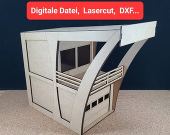 Pit lane 1:32 Module 01 for racetrack decoration approx. 1:32, laser cut file, slot car racing, for 3 mm material thickness