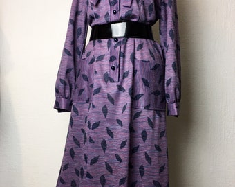 50s 60s Boho retro cottagecore purple vintage  midi dress uk 12/ 14