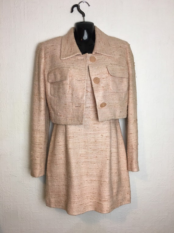Dolce & Gabbana vintage peach dress and jacket wo… - image 6