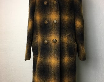 1960s 1970s Vintage Brushed Mohair Checked Wool Boho Mod 1960s 1970s Vintage Brushed Mohair Checked Wool Boho Mod
