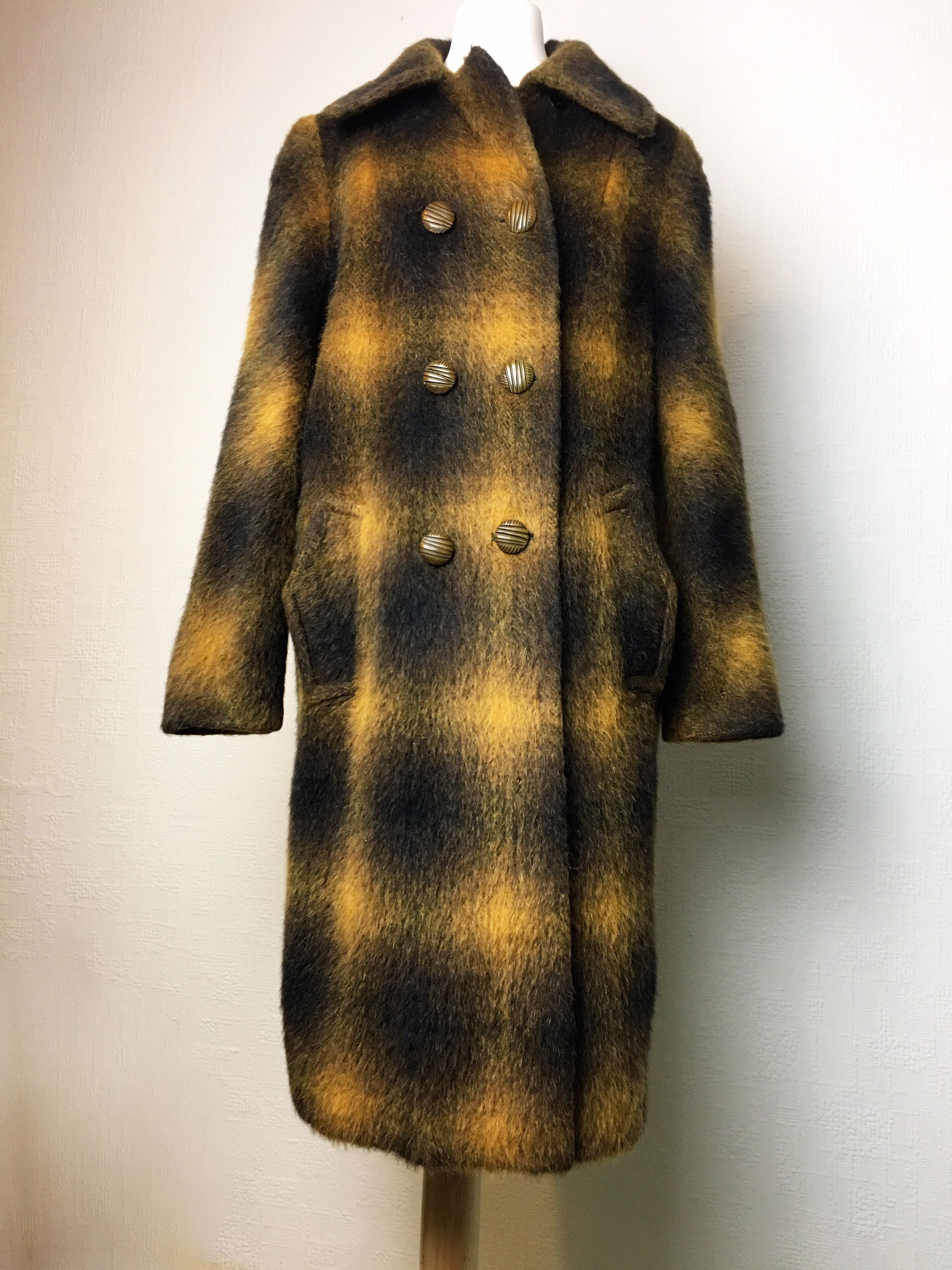1960s 1970s Vintage Brushed Mohair Checked Wool Boho Mod 1960s 1970s Vintage Brushed Mohair Checked Wool Boho Mod