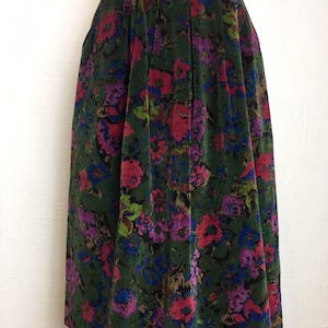 Boho cottagecore vintage retro velvet floral 70s 80s skirt uk 8