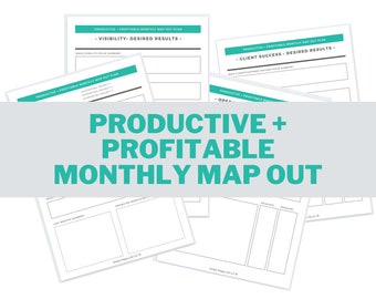 Productive + Profitable Monthly Map Out Template Pack Editable PDF and Printable Download