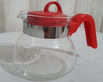 Glass Teapot, Vintage Glass Teapot,