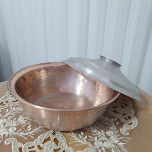 Copper Pot With Lid, Cottage Decor, Farmhouse Decor, Vintage Copper Pot With Lid