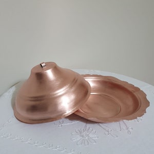 Copper Serving Bowl with Lid Hand Crafted Turkish Dish, Cottage Decor, Farmhouse Decor, Copper Bowl